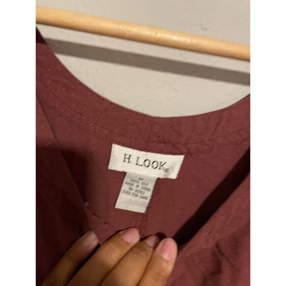 Vintage Womens Maxi Dress Medium Maroon Silk Sleeveless Relaxed Lagenlook 90s - Picture 3 of 7